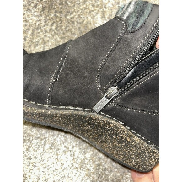 Aetrex Boots Womens 7.5 Tessa Short Sweater Ankle Booties Black Leather Zip - Picture 3 of 10